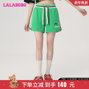 女LBCB LALABOBO2023夏季 休闲运动宽松抽绳短裤 美式 WXZD42 新款