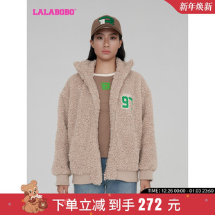 WSDR12 LBCC LALABOBO2023秋冬新款 立领羊羔绒奶噗噗毛绒外套女