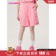 LALABOBO2023夏季 WXZD40 LBCB 新款 复古老花宽松运动休闲阔腿短裤