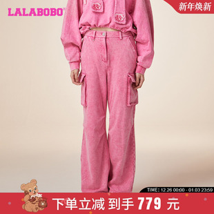 招财熊 LBDA 明星同款 休闲裤 WXZC39 LALABOBO24春新品 复古运动风