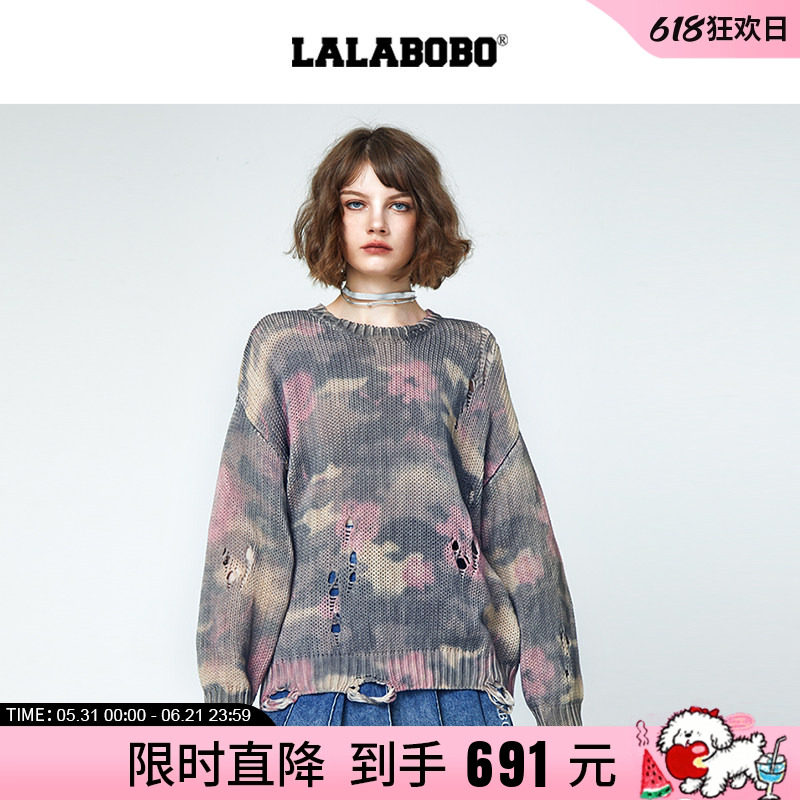 LALABOBO针织衫套头圆领户外迷彩