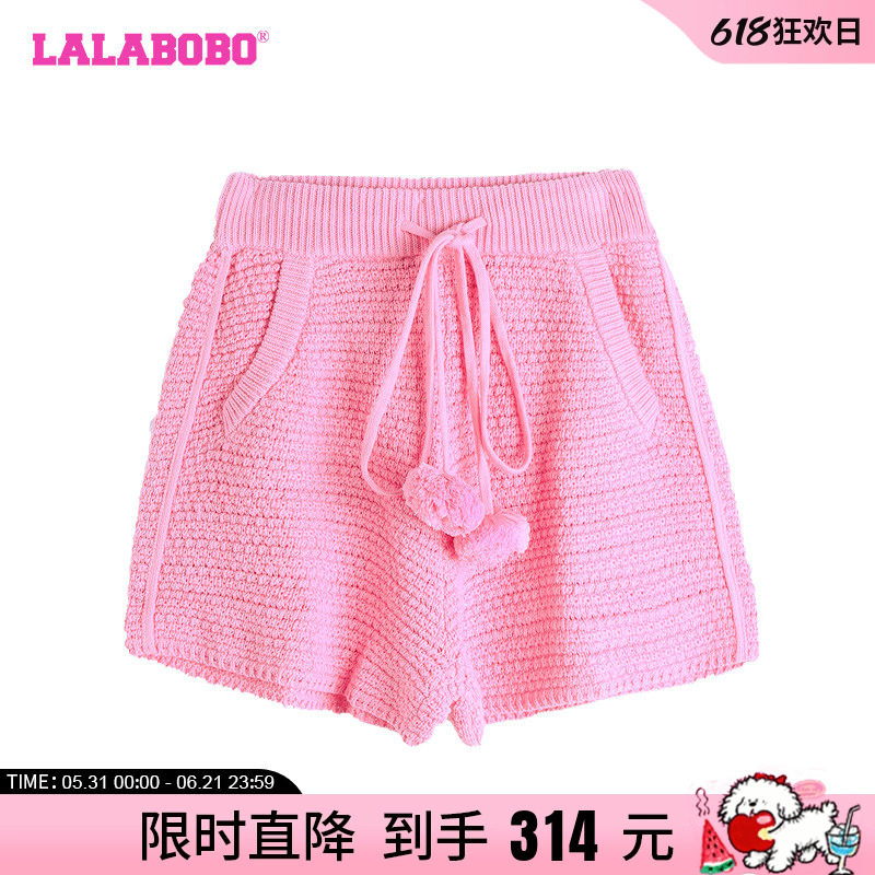 LALABOBO24夏季新款甜美可爱高腰软糖兔毛织休闲短裤|LBDB-WXZD16