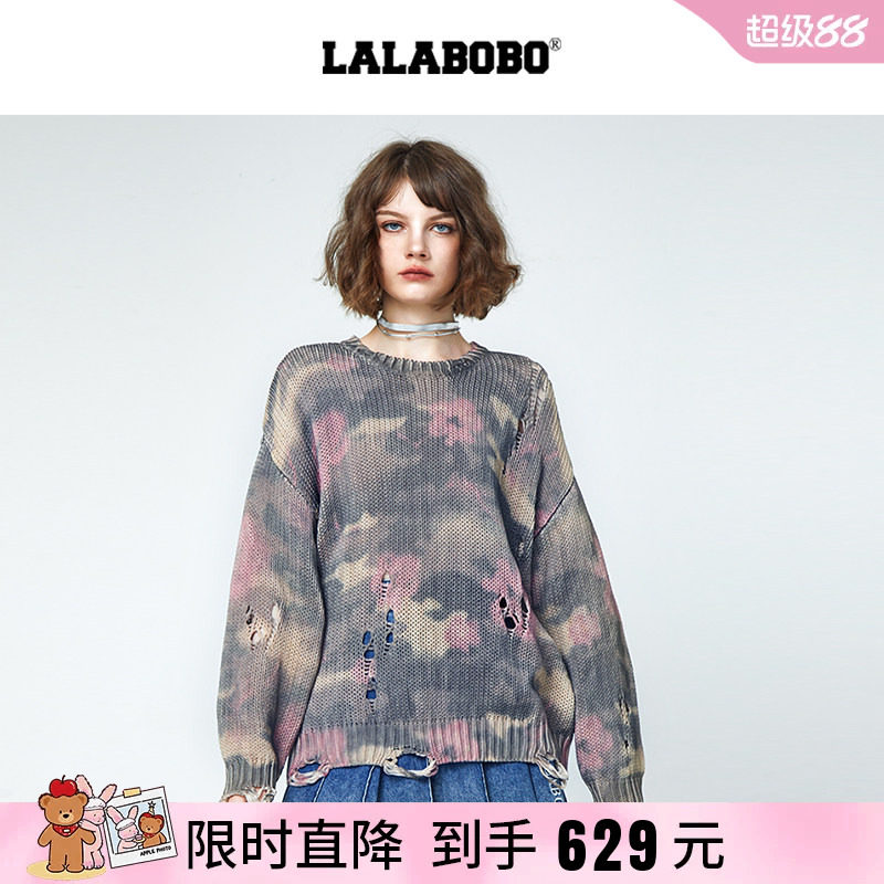 LALABOBO针织衫套头圆领户外迷彩
