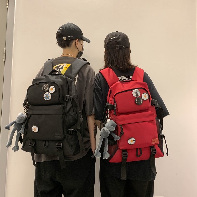 港风超火双肩包女韩版初高中学生书包男时尚潮流大容量背包旅行包