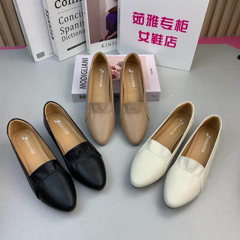 茹雅轻奢女鞋工厂店通勤低跟单鞋一脚蹬软底气质春秋休闲妈妈a50