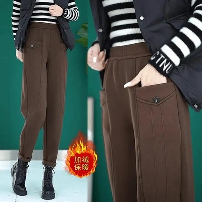 进亿女裤时尚百搭哈伦裤2025新款冬季女士加绒休闲裤加厚保暖a44