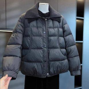 保暖棉a46 棉服女士减龄显瘦棉衣外套冬季 欧关女装 毛线领加厚短款