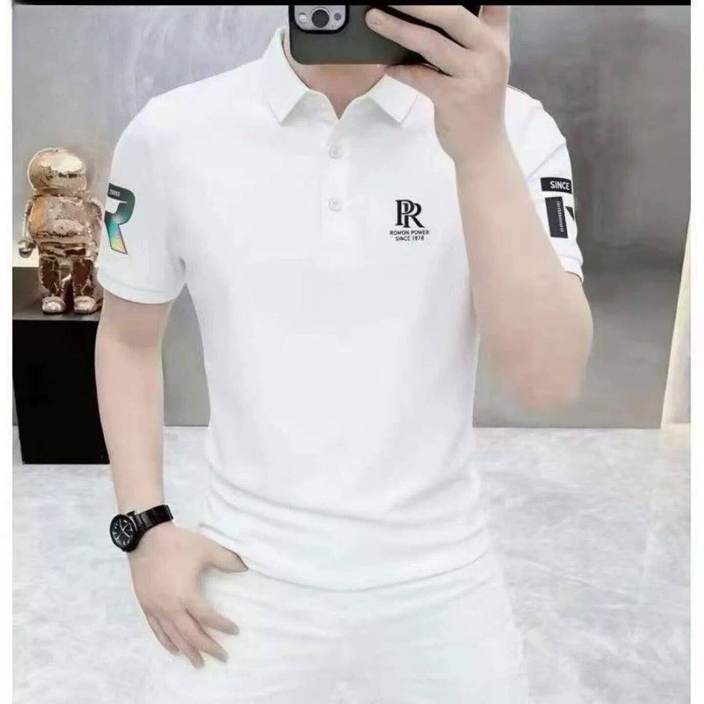 宏嫩男装雪溪男士夏季薄款翻领POLO衫短袖T恤简欧轻奢潮流半袖a6