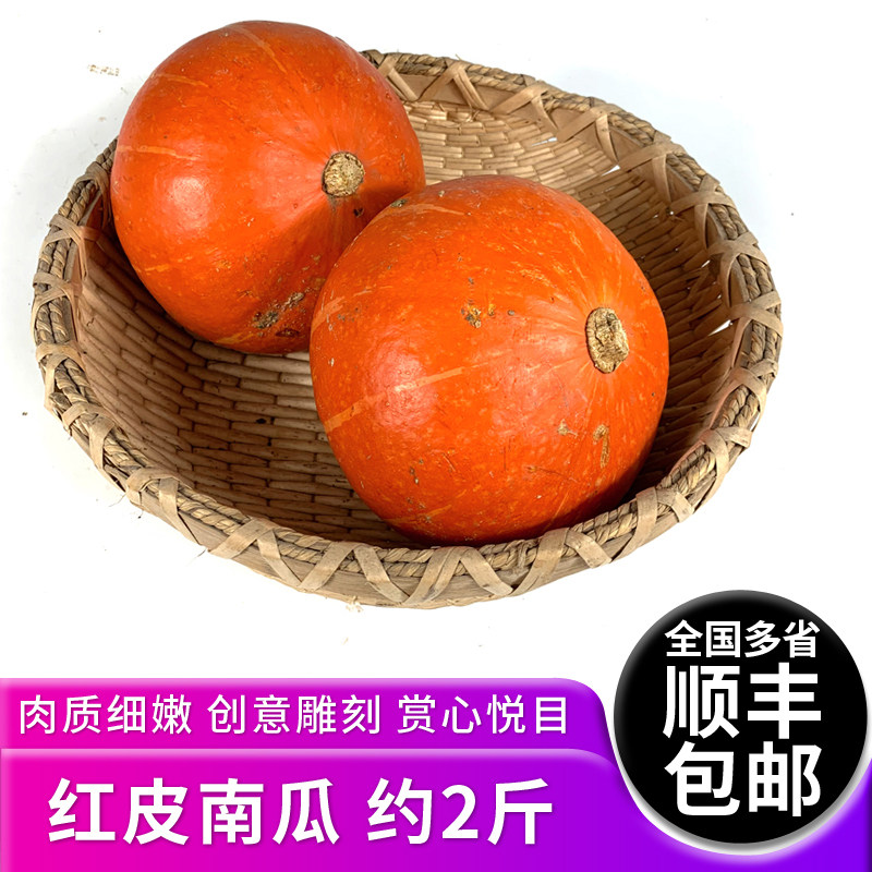 山东红皮南瓜约2斤/只 新鲜蔬菜万圣节雕刻小南瓜金倭瓜 顺丰包邮