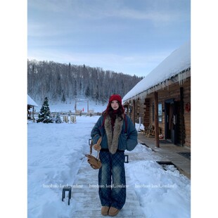 子女高级立体弯刀剪裁菱格纹牛仔裤 HuoHuo 裤 街头美式 弯刀菱格