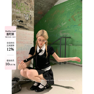 假两件翻领上衣半身裙套装 HuoHuo 春夏季 朴敏珠同款 女 时髦优等生