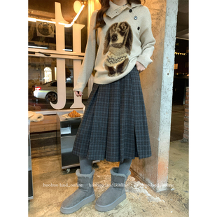 Mel格纹裙 女中长款 英伦腔调 新品 格纹百褶半身裙 2025冬季 HuoHuo