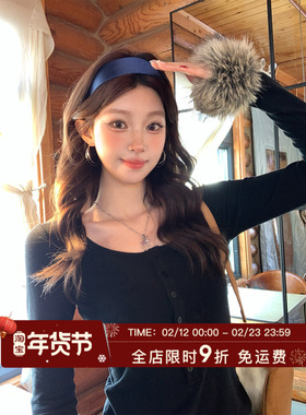 HuoHuo 袖间暖绒 内搭标配 冬季女休闲柔软舒适温暖袖毛拼接T恤