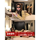 条纹美学 polo领撞色毛衣女秋冬季 新款 HuoHuo 2025宽松休闲针织衫