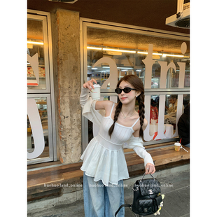 清纯小白花 芭蕾风吊带裙针织衫 吊带开衫 女夏季 两件套 套装 HuoHuo