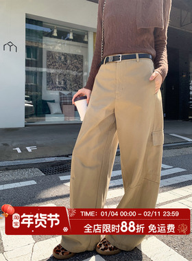 HuoHuo 工装版王 立体剪裁口袋工装裤女秋季新款2025直筒休闲裤