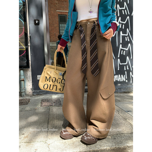 复古工装 裤 女秋季 HuoHuo 2025口袋阔腿休闲裤 美式 新款 秋日惬意