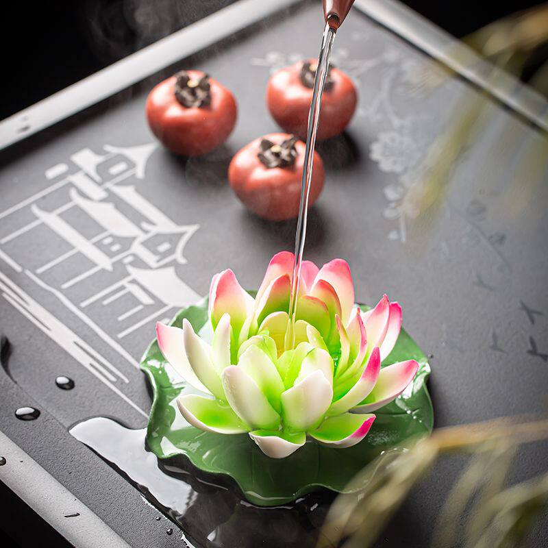 变色茶宠多色莲花禅意摆