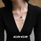 KLINKLIN复古小蛮腰吊坠十字架弹簧项链女锁骨链小众高级感黑色