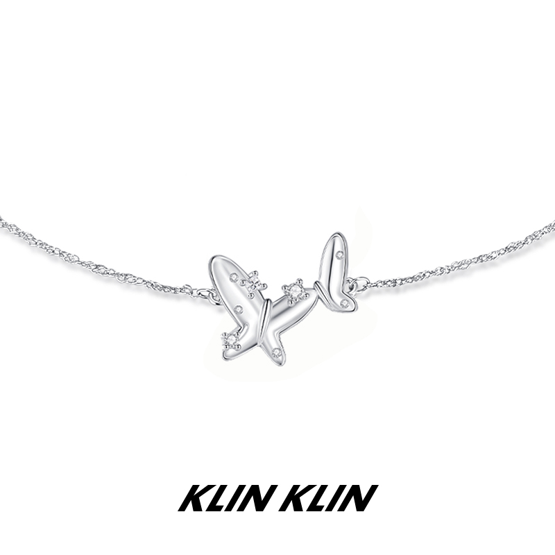 KLINKLIN蝴蝶锆石项链女生轻奢小众高级感甜美韩版气质百搭锁骨链