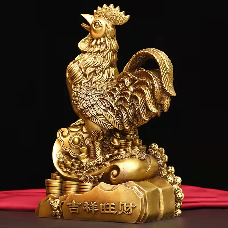 纯铜吉祥旺财鸡如意鸡客厅家居装饰品铜生肖鸡金鸡办公室桌面摆件