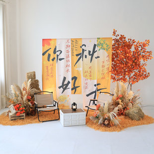 直播间背景假花氛围场景布置服装店橱窗造景芦苇草仿真花美陈装饰