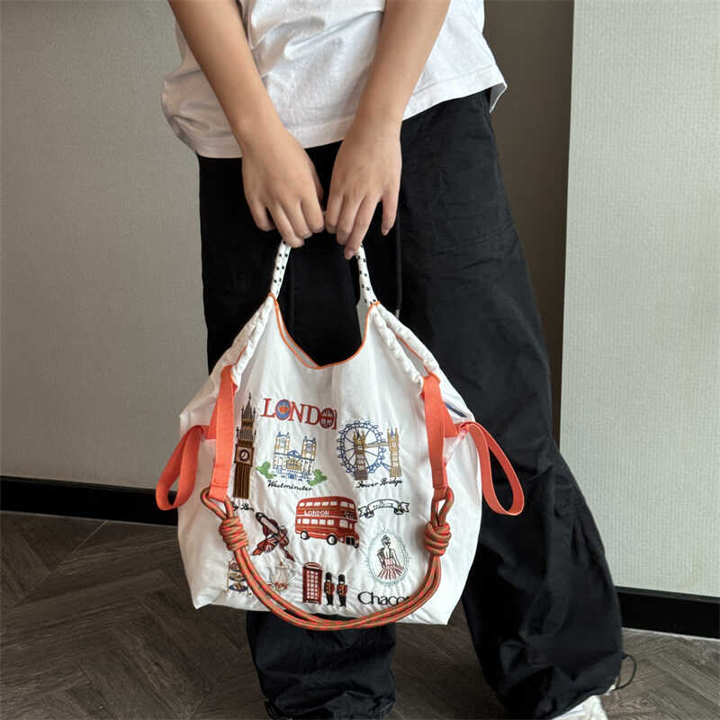 英国伦敦城市刺绣大容量购物袋