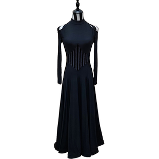 拂琳花影摩登连衣裙交际舞裙新款连衣裙国标舞露肩舞蹈练功服舞裙