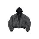 POPPROJECT皮衣bomber双层假两件连帽外套飞行员夹克皮质棉服ma1