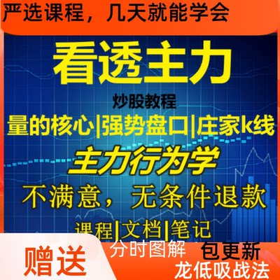 股票2024主力行为学课程 新品庄家意图克星资金分时盘口语言量k线