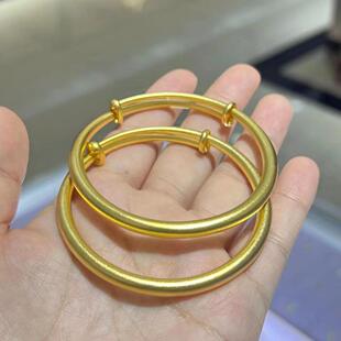 金包银推拉手镯女古法素圈磨砂活口镯子手环生日礼物送女友送妈妈