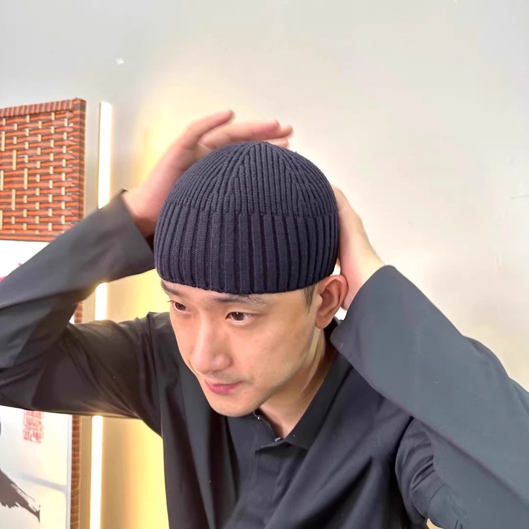 光板地主帽瓜皮帽男女士秋冬新款无檐雅痞帽保暖帽子毛线冷帽针织