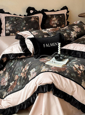 日本GP秋冬中复风纯棉四件套高级感法式复古全棉磨毛保暖床上用品