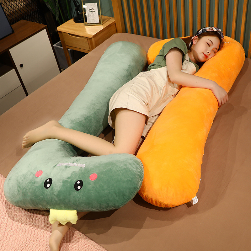 卡通可爱7字型女生睡觉长条抱枕