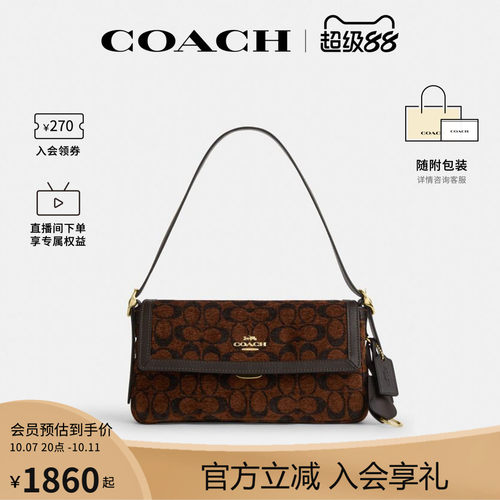 COACH/蔻驰官方 奥莱款Etta 25女士单肩斜挎手提包翻盖包CCV65