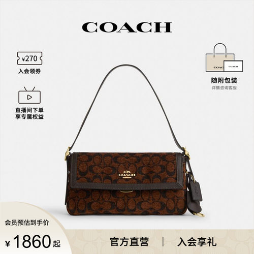 COACH/蔻驰官方 奥莱款Etta 25女士单肩斜挎手提包翻盖包CCV65