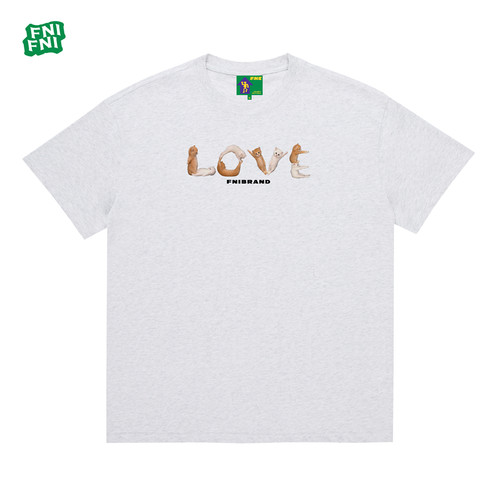 FNI绿标（LOVE!）美式圆领短袖t恤重磅纯棉男女同款夏季新款直喷