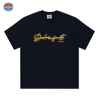 Dalaiinfinity潦草签名国潮重磅纯棉短袖男女同款t恤夏新款发泡