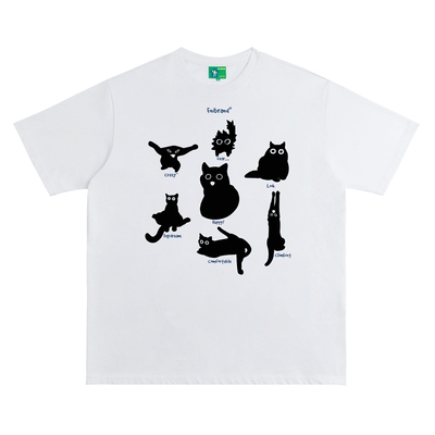 FNI大赖重磅纯棉（猫咪形态）男女同款t恤美式复古短袖上衣24新款