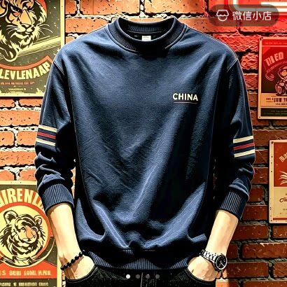 罗鸣老人品牌原创高端印花卫衣男秋季美式长袖衫时尚休闲高级男a2