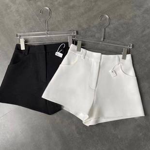 一雯白自制高腰西装白色外穿短裤女款爆款2025新款秋冬黑色热裤子