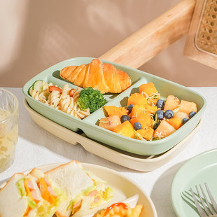 陶瓷网红减肥餐盘减脂定量餐具分格餐盘高级感分隔早餐盘创意家用