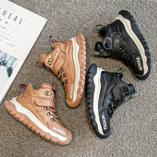 儿童棉鞋男童真皮女童鞋子冬黑色冬鞋大棉加绒加厚东北防滑保暖鞋