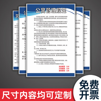 公寓管理规定租户注意事项消防安全灭火和应急疏散预案租户承租人须知规章制度材质内容可定制出租房管理制度