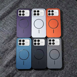 适用于xiaomi小米POCO F8 F7 F6 F5 Pro碳纤维纹理手机壳Ultra磨砂防滑指纹超薄磁吸简约半包保护套男女肤感