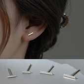 一字耳钉女925纯银简约耳棒睡觉免摘养耳洞小众设计耳饰2022新款