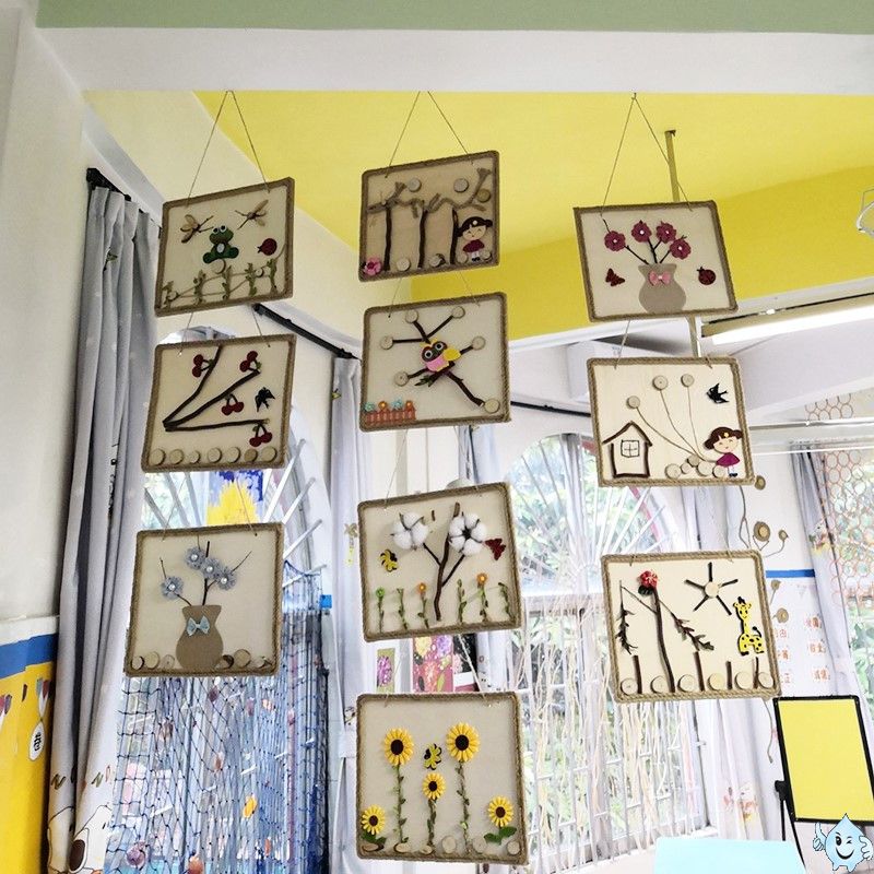 手工走廊自然成品画框教室环创装饰材料吊饰森系田园风幼儿园木艺