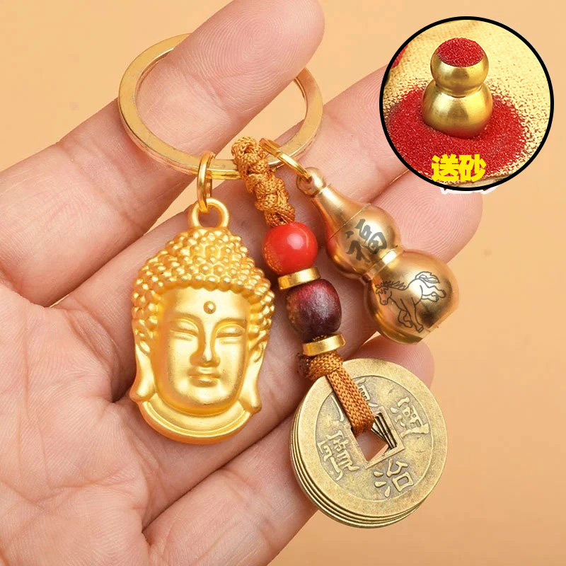 吉兆.大日如来守护佛头招財纳福平安钥匙扣十二生肖驾车个人用品