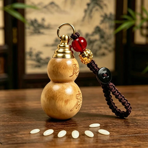 桃木葫芦钥匙扣七粒米装饰挂件