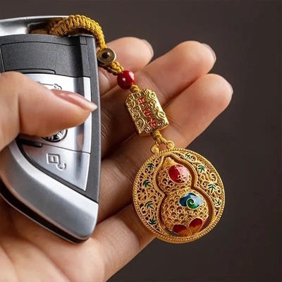 蛇年新款创意金色平安葫芦钥匙扣